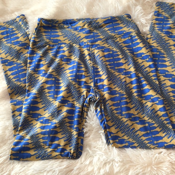 NWOT LuLaRoe Blue Giraffe Print Leggings One Size 2-10 - Picture 3 of 8